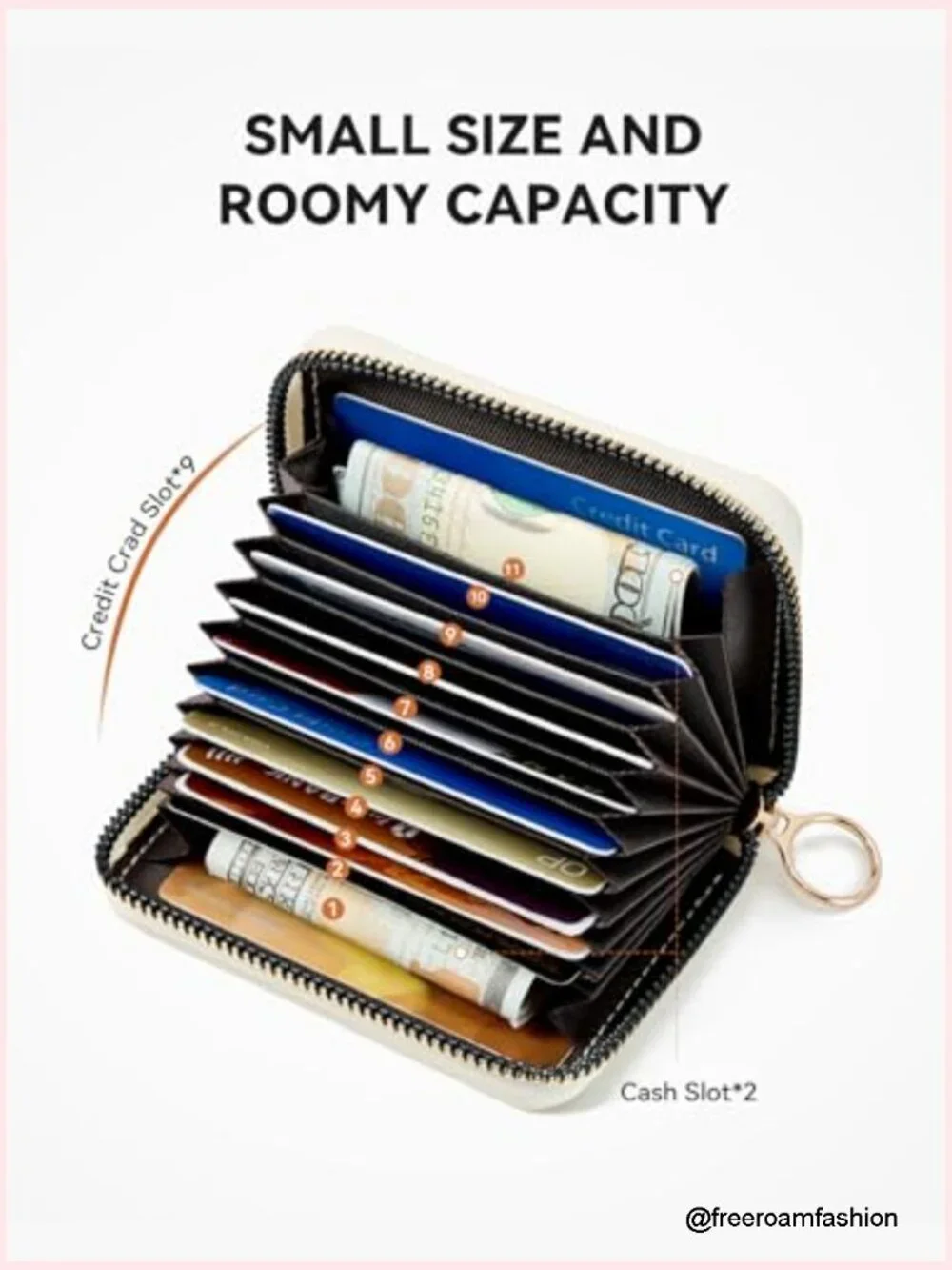 Accordion Zipper Card Holder Wallet RFID Blocking